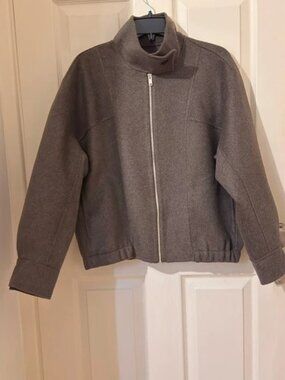 Massimo Dutti Women’s Wool Blend Bomber Jacket Taupe Brown XS